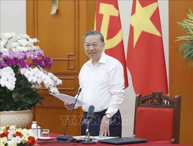 Tổng Bí thư, Chủ tịch nước Tô Lâm, Trưởng Ban Chỉ đạo phát biểu. Ảnh: Thống Nhất – TTXVN
