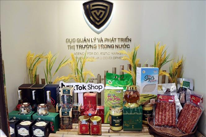Hàng nông sản chế biến của Lai Châu trưng bày tại chương trình. Ảnh: Trần Việt - TTXVN
