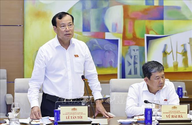 Chủ nhiệm Ủy ban Quốc phòng, An ninh và Đối ngoại của Quốc hội Lê Tấn Tới phát biểu. Ảnh: Doãn Tấn - TTXVN