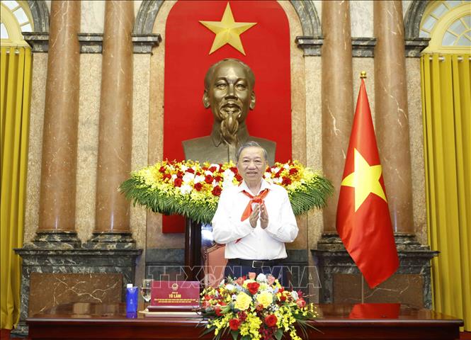 Tổng Bí thư, Chủ tịch nước Tô Lâm tại cuộc gặp mặt 85 Đội viên tiêu biểu toàn quốc. Ảnh: Thống Nhất – TTXVN
