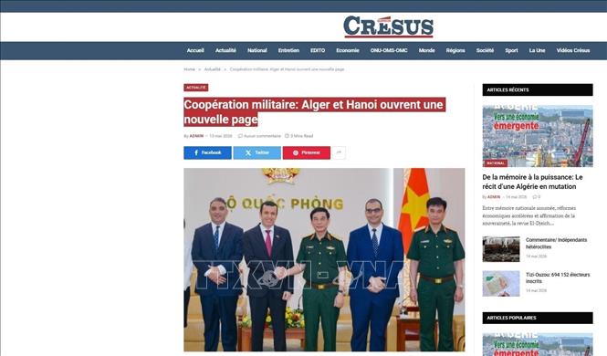 Ảnh chụp bài báo trên nhật báo Cresus của Algeria. Ảnh: TTXVN phát 
