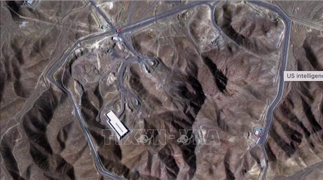 Hình ảnh từ vệ tinh Maxar ngày 1/7/2025 về nhà máy làm giàu uranium Fordo, nằm cách thành phố Qom, miền Trung Iran khoảng 30km. Ảnh: MNA/TTXVN