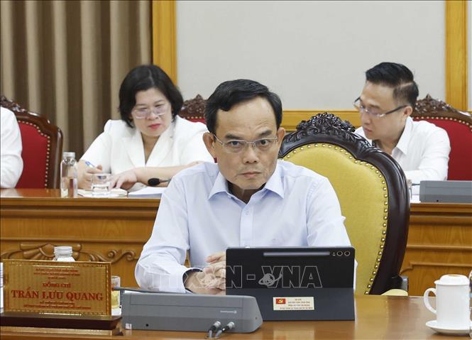 Đồng chí Trần Lưu Quang, Ủy viên Bộ Chính trị, Bí thư Thành ủy Thành phố Hồ Chí Minh tại phiên họp. Ảnh: Thống Nhất – TTXVN