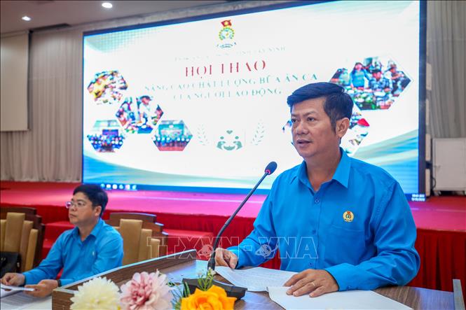 Ông Trần Lê Duy, Chủ tịch Liên đoàn Lao động tỉnh Tây Ninh, phát biểu kết luận tại hội thảo. Ảnh: Giang Phương - TTXVN 