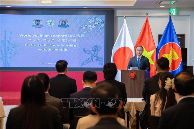 Vice President of the WVVF Bach Ngoc Chien speaks at the event. VNA Photo: Xuân Giao 