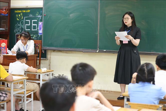 Phổ biến quy chế thi cho học sinh. Ảnh: Thanh Tùng - TTXVN