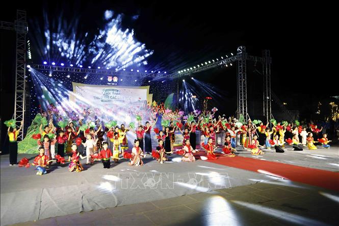 Chương trình văn nghệ chào mừng. Ảnh: Quang Quyết - TTXVN