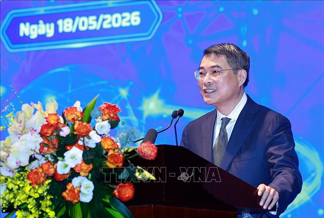 Thủ tướng Lê Minh Hưng phát biểu tại Lễ chào mừng Ngày Khoa học, Công nghệ và Đổi mới sáng tạo Việt Nam và Hội nghị triển khai công nghệ chiến lược. Ảnh: Dương Giang - TTXVN
