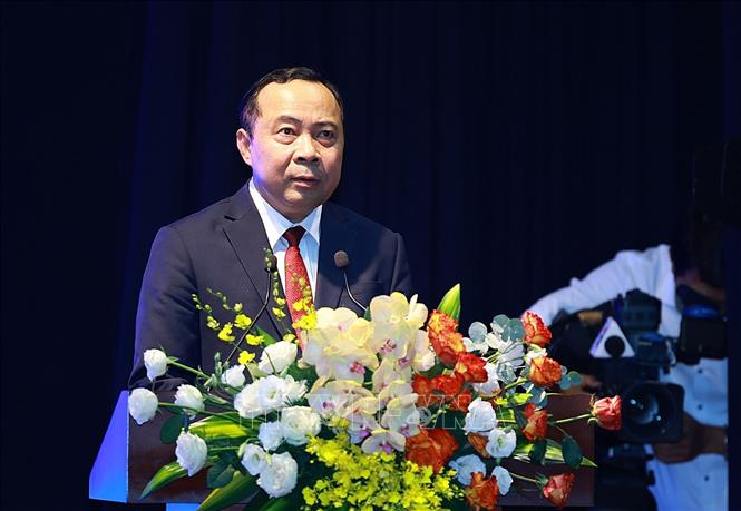 Bộ trưởng Bộ Khoa học và Công nghệ Vũ Hải Quân phát biểu khai mạc. Ảnh: Dương Giang - TTXVN 