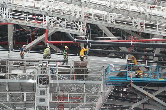 Khu vực trung tâm nhà ga hành khách sân bay Long Thành có nhiều hệ thống, kết cấu phức tạp. Ảnh: Công Phong - TTXVN