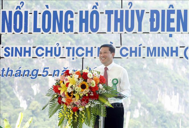 Chủ tịch HĐQT Công ty Cổ phần Năng lượng BP Sơn La Mai Trọng Thịnh phát biểu. Ảnh: Quang Quyết - TTXVN