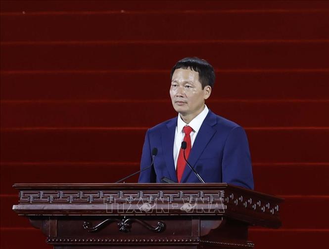 Đồng chí Vũ Hồng Văn, Uỷ viên Trung ương Đảng, Bí thư Thành uỷ Đồng Nai phát biểu. Ảnh: Thống Nhất – TTXVN