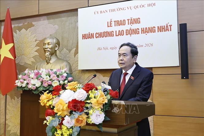 Chủ tịch Quốc hội Trần Thanh Mẫn phát biểu. Ảnh: Doãn Tấn - TTXVN
