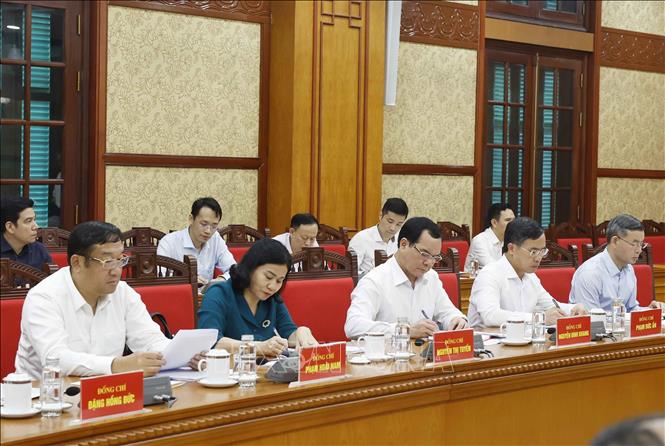 Các đại biểu tham dự buổi làm việc. Ảnh: Thống Nhất - TTXVN