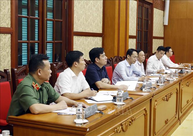 Các đại biểu tham dự buổi làm việc. Ảnh: Thống Nhất - TTXVN