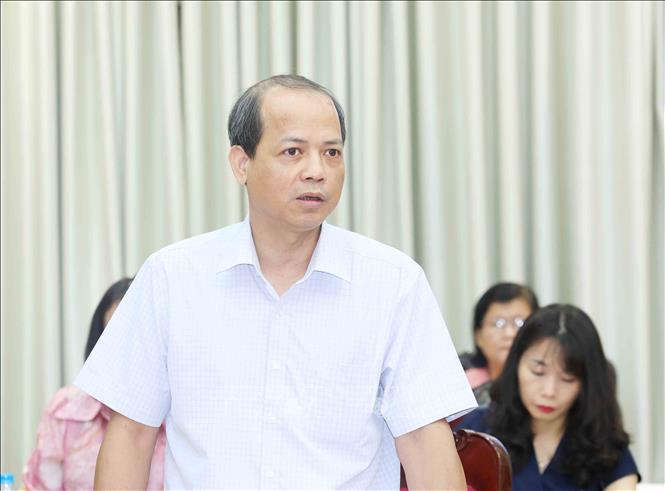 Đồng chí Nguyễn Quang Hải, Trưởng Ban Biên tập Ảnh, Thông tấn xã Việt Nam phát biểu tại hội nghị. Ảnh: Phương Hoa - TTXVN