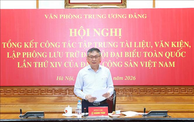 Đồng chí Lê Khánh Toàn, Phó Chánh Văn phòng Trung ương Đảng chủ trì Hội nghị. Ảnh: Phương Hoa - TTXVN