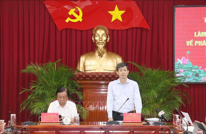 Ông Lê Quang Tùng, Ủy viên Trung ương Đảng, Bí thư Thành ủy Cần Thơ, phát biểu. Ảnh: Ngọc Thiện-TTXVN