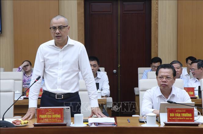 Bí thư Tỉnh ủy Phú Thọ Phạm Đại Dương phát biểu tại buổi làm việc. Ảnh: Thu Hương - TTXVN