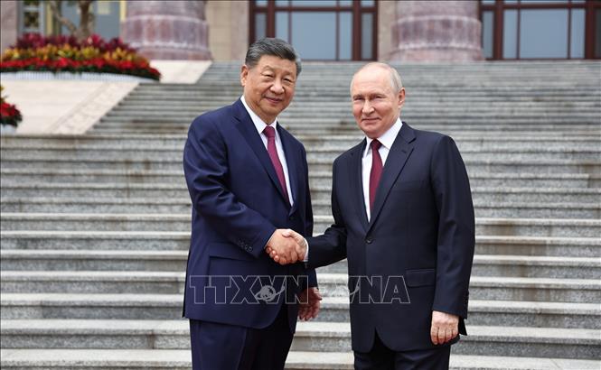 Chủ tịch Trung Quốc Tập Cận Bình (trái) và Tổng thống Nga Vladimir Putin tại cuộc gặp ở Bắc Kinh, Trung Quốc, ngày 20/5/2026. Ảnh: AA/TTXVN