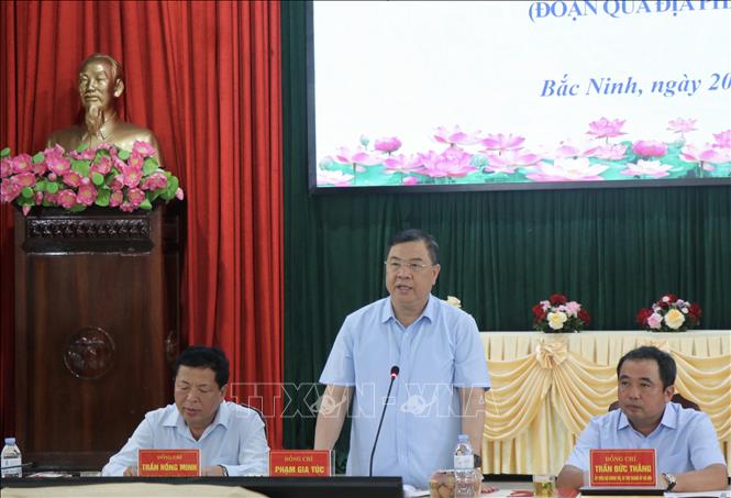 Phó Thủ tướng Thường trực Phạm Gia Túc phát biểu tại buổi làm việc. Ảnh: Thanh Thương - TTXVN