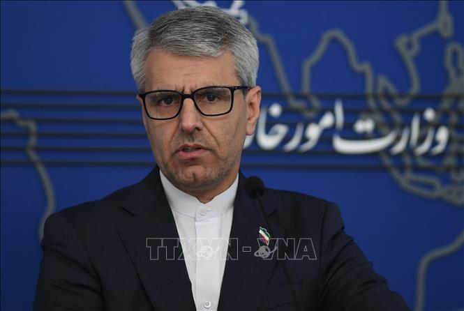 Người phát ngôn Bộ Ngoại giao Iran Esmaeil Baghaei trong cuộc họp báo tuần tại Tehran, ngày 10/2/2026. Ảnh: THX/TTXVN