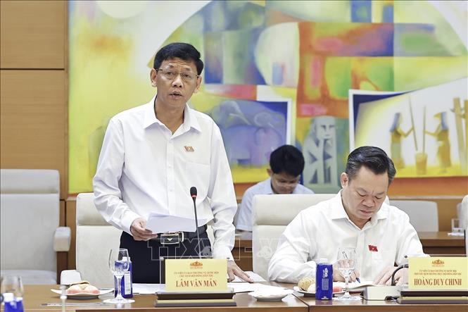 Chủ tịch Hội đồng Dân tộc của Quốc hội Lâm Văn Mẫn phát biểu. Ảnh: Doãn Tấn - TTXVN
