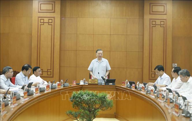 Tổng Bí thư, Chủ tịch nước Tô Lâm, Trưởng ban Chỉ đạo Trung ương phát biểu. Ảnh: Thống Nhất – TTXVN 
