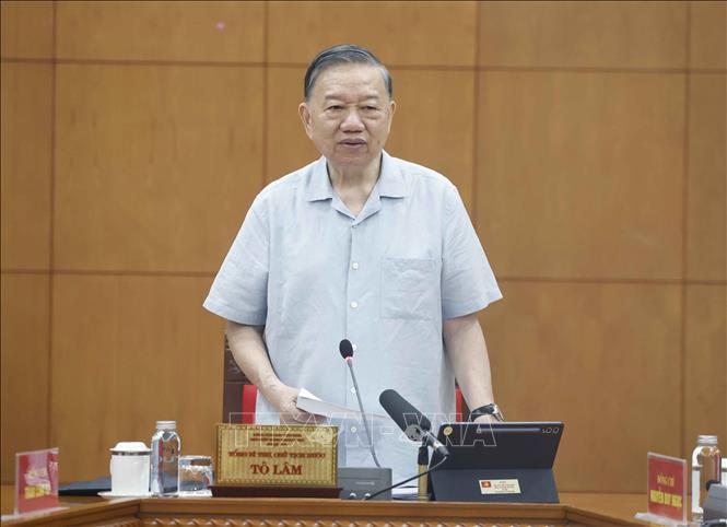 Tổng Bí thư, Chủ tịch nước Tô Lâm, Trưởng ban Chỉ đạo Trung ương phát biểu. Ảnh: Thống Nhất – TTXVN 
