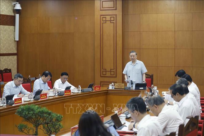 Tổng Bí thư, Chủ tịch nước Tô Lâm, Trưởng ban Chỉ đạo Trung ương phát biểu. Ảnh: Thống Nhất – TTXVN 