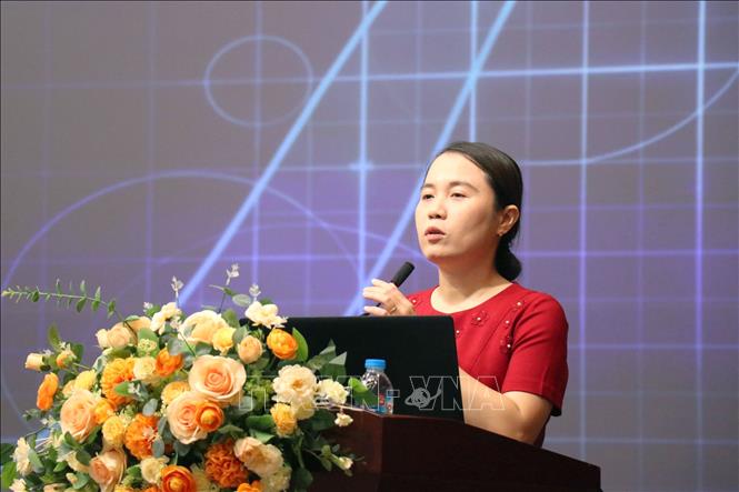 Bà Trần Thị Ngọc Yến, Trưởng phòng dân số Chi cục dân số Thành phố Hồ Chí Minh, phát biểu tại chương trình. Ảnh: Thanh Vũ-TTXVN