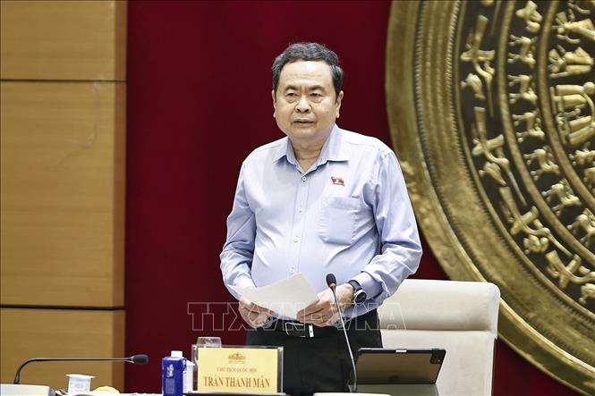 Chủ tịch Quốc hội Trần Thanh Mẫn phát biểu. Ảnh: Doãn Tấn - TTXVN