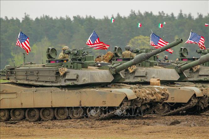 Binh sĩ Mỹ tham gia cuộc tập trận Saber Strike tại Orzysz, miền Bắc Ba Lan. Ảnh: PAP/TTXVN