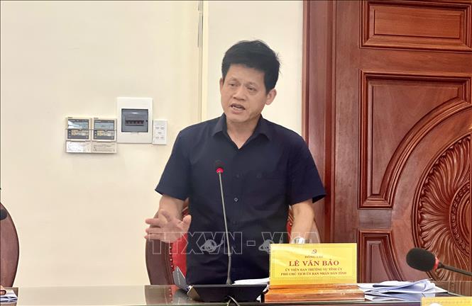 Ông Lê Văn Bảo, Phó Chủ tịch UBND tỉnh Quảng Trị phát biểu tại buổi làm việc. Ảnh: Nguyên Linh - TTXVN