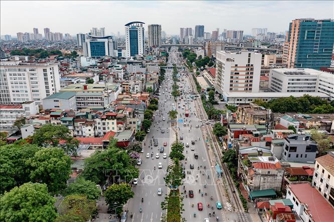 Quốc lộ 1A đoạn qua đường Giải Phóng nhìn từ trên cao. Ảnh: Trung Nguyên - TTXVN