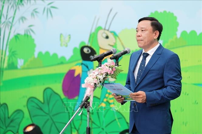 Ông Nguyễn Thiện Thuật, Tổng biên tập Báo Thể thao và Văn hóa, Trưởng ban Tổ chức Giải thưởng Thiếu nhi Dế mèn phát biểu khai mạc. Ảnh: Phạm Tuấn Anh - TTXVN