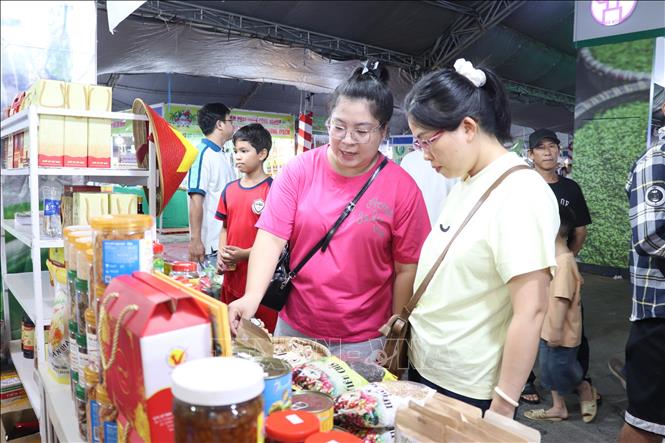 Khách tham quan các gian hàng trưng bày tại ngày hội. Ảnh: Lê Huy Hải - TTXVN 