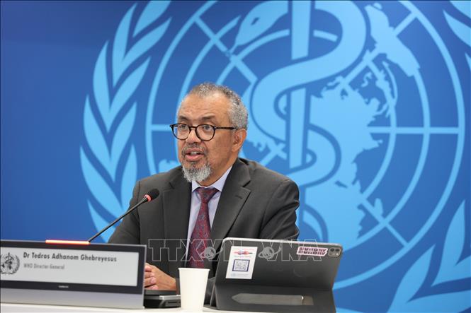 Tổng giám đốc Tedros Adhanom Ghebreyesus cho biết nguy cơ lây lan trong khu vực vẫn ở mức cao và thấp ở cấp độ toàn cầu. Ảnh: Anh Hiển - PV TTXVN tại Thụy Sĩ 