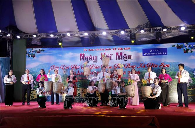 Chương trình văn nghệ tại lễ khai mạc. Ảnh: Quang Quyết - TTXVN