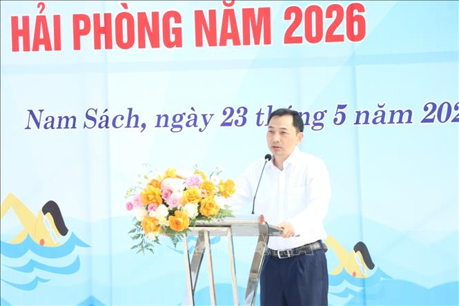 Phó Giám đốc Sở Văn hóa, Thể thao và Du lịch Hải Phòng Vũ Khắc Lịch phát biểu tại lễ phát động. Ảnh: Mạnh Tú - TTXVN