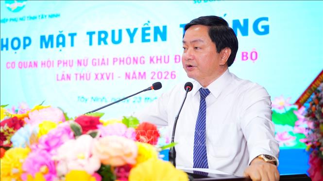 Bí thư Tỉnh ủy Tây Ninh Nguyễn Văn Quyết phát biểu. Ảnh: Minh Phú - TTXVN 