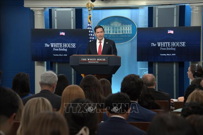 (Tư liệu) Ngoại trưởng Mỹ Marco Rubio phát biểu tại cuộc họp báo ở Nhà Trắng, Washington, D.C. Ảnh: THX/TTXVN