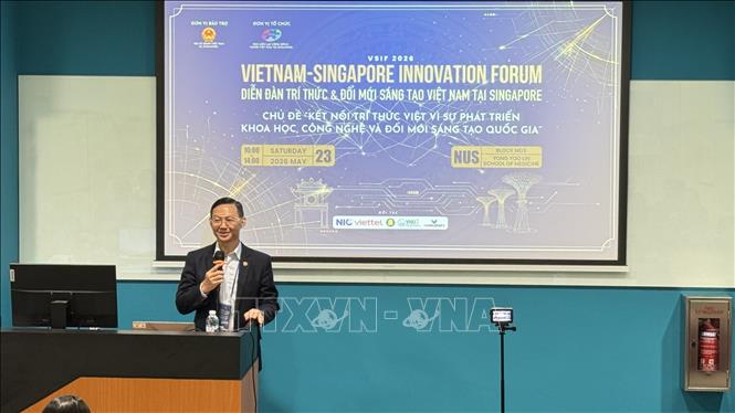 Đại sứ Việt Nam tại Singapore Trần Phước Anh phát biểu tại Diễn đàn. Ảnh: Ngọc Khương - Pv TTXVN tại Singapore 