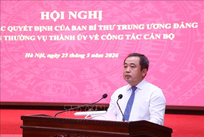 Bí thư Thành ủy Hà Nội Trần Đức Thắng phát biểu chỉ đạo và giao nhiệm vụ. Ảnh: Văn Điệp – TTXVN