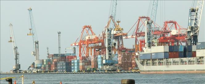 Container hàng hóa tại cảng Priok, Jakarta, Indonesia. Ảnh: Đỗ Quyên - PV TTXVN tại Indonesia