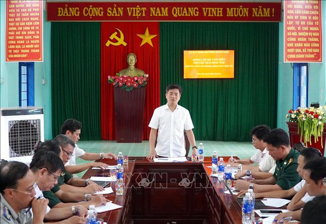 Phó chủ tịch UBND tỉnh Quảng Ngãi Đỗ Tâm Hiển phát biểu chỉ đạo tại buổi làm việc với các địa phương về công tác phòng, chống khai thác IUU. Ảnh: Lê Phước Ngọc-TTXVN
