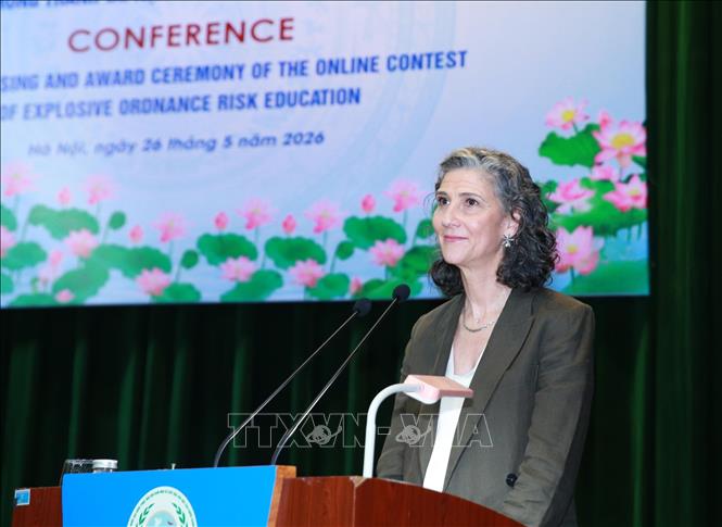 Bà Ramla Khalidi, Trưởng đại diện thường trú Chương trình Phát triển Liên hợp quốc (UNDP) tại Việt Nam phát biểu. Ảnh: Trọng Đức - TTXVN