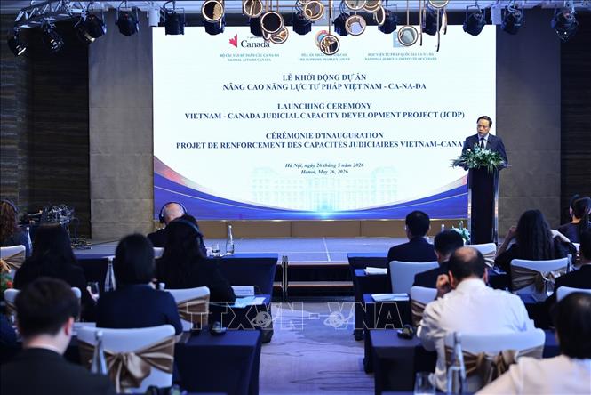 Quang cảnh Lễ khởi động Dự án “Nâng cao năng lực tư pháp Việt Nam – Canada”. Ảnh: Minh Đức – TTXVN