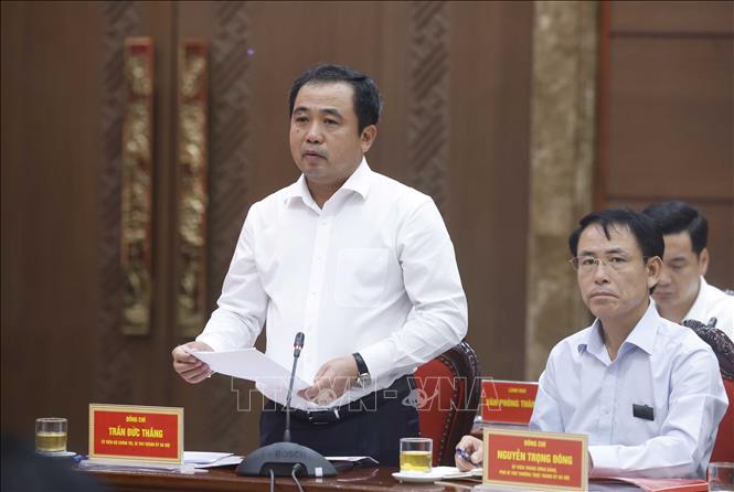 Đồng chí Trần Đức Thắng, Uỷ viên Bộ Chính trị, Bí thư Thành uỷ Hà Nội phát biểu. Ảnh: Thống Nhất – TTXVN