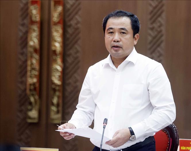 Đồng chí Trần Đức Thắng, Uỷ viên Bộ Chính trị, Bí thư Thành uỷ Hà Nội phát biểu. Ảnh: Thống Nhất – TTXVN